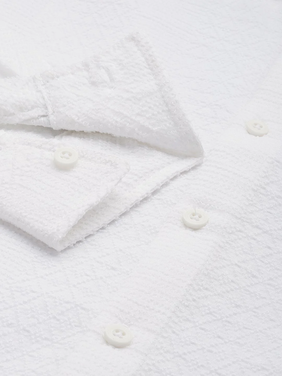 Men's White Regular Fit Solid Textured Shirt - Image 6
