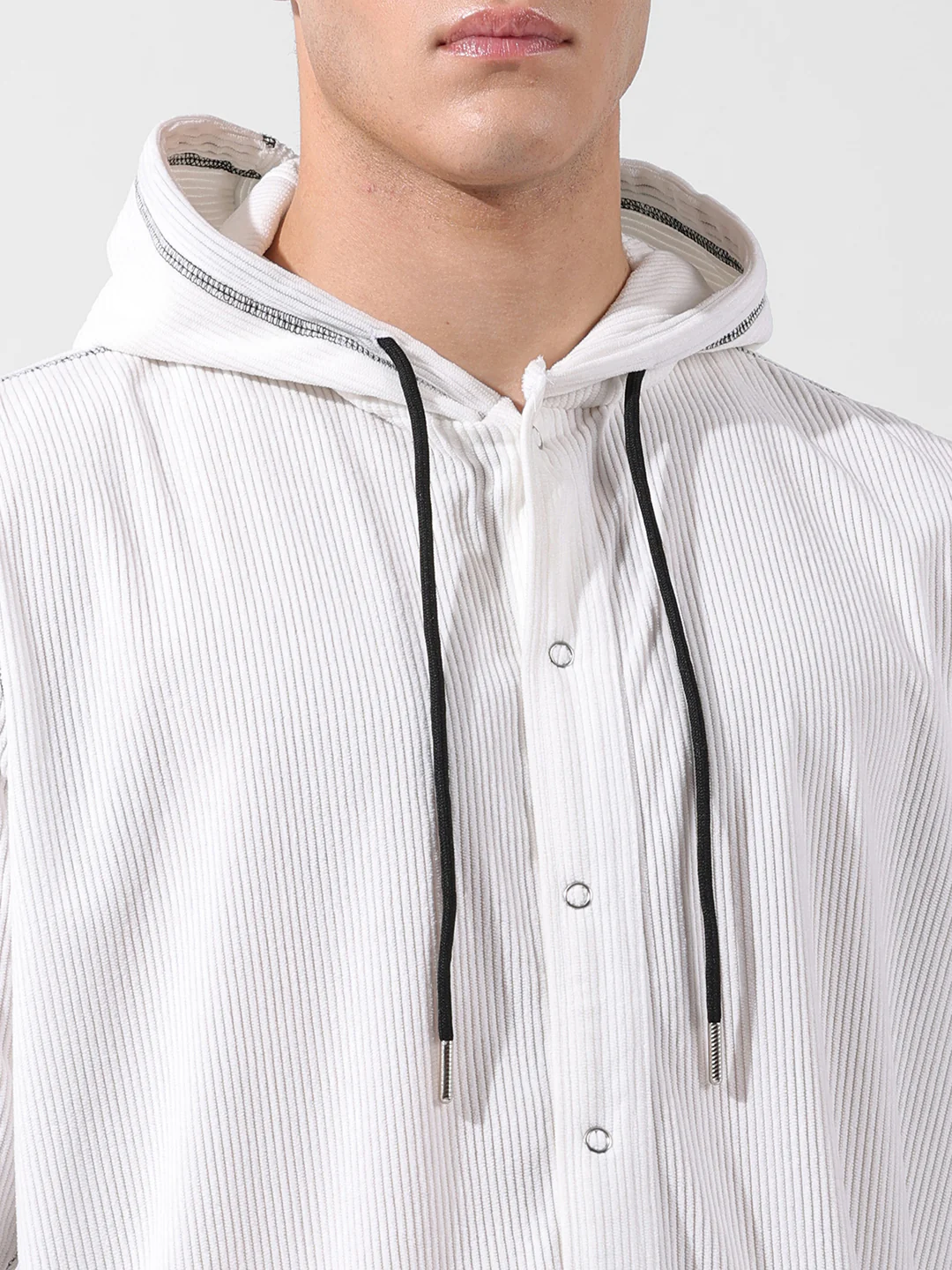 Men's White Regular Fit Solid Street Wear Shirt - Image 6