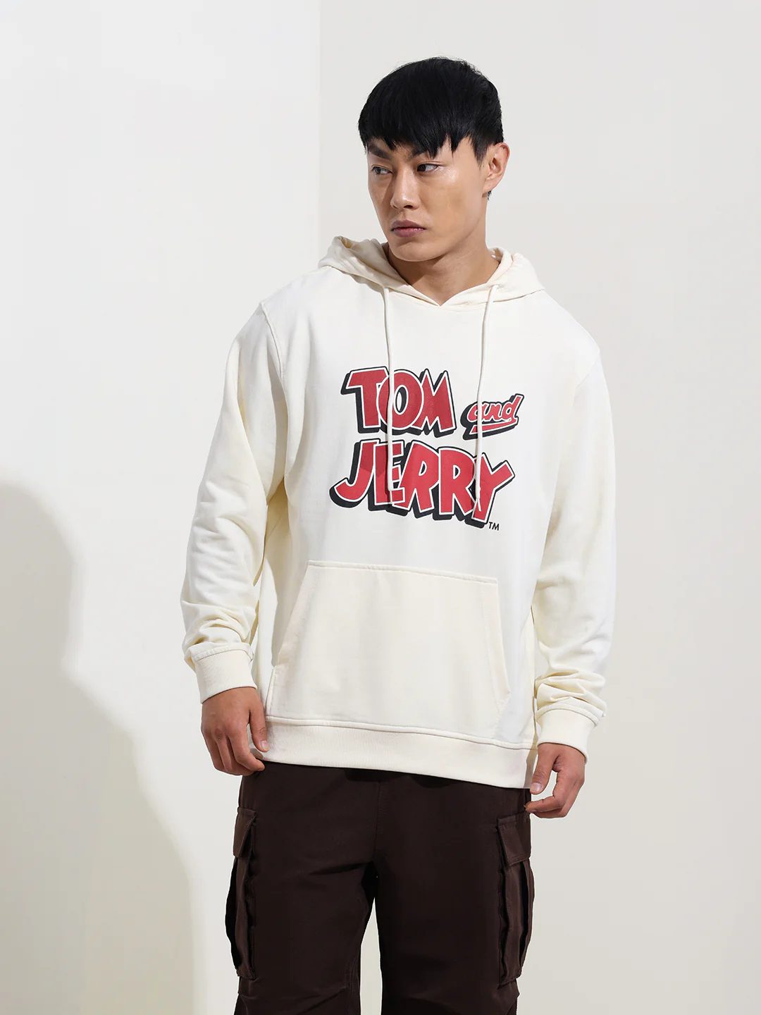 Men's White Regular Fit Character Tom & Jerry Printed Sweatshirt - Image 6