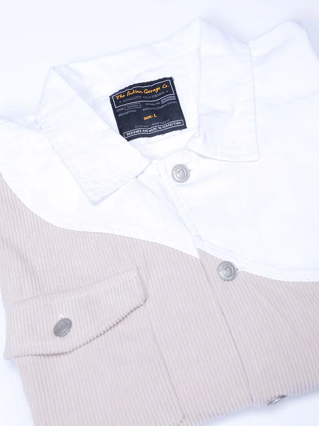 Men's Optic White Relaxed Fit Colourblocked Casual Jacket - Image 11
