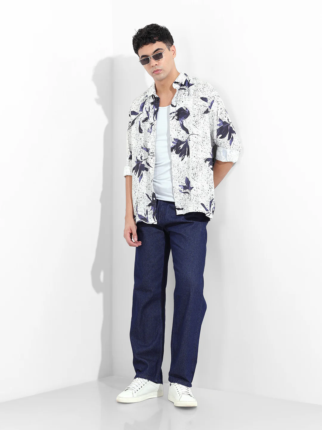Men's White Relaxed Fit Printed Casual Shirt - Image 9