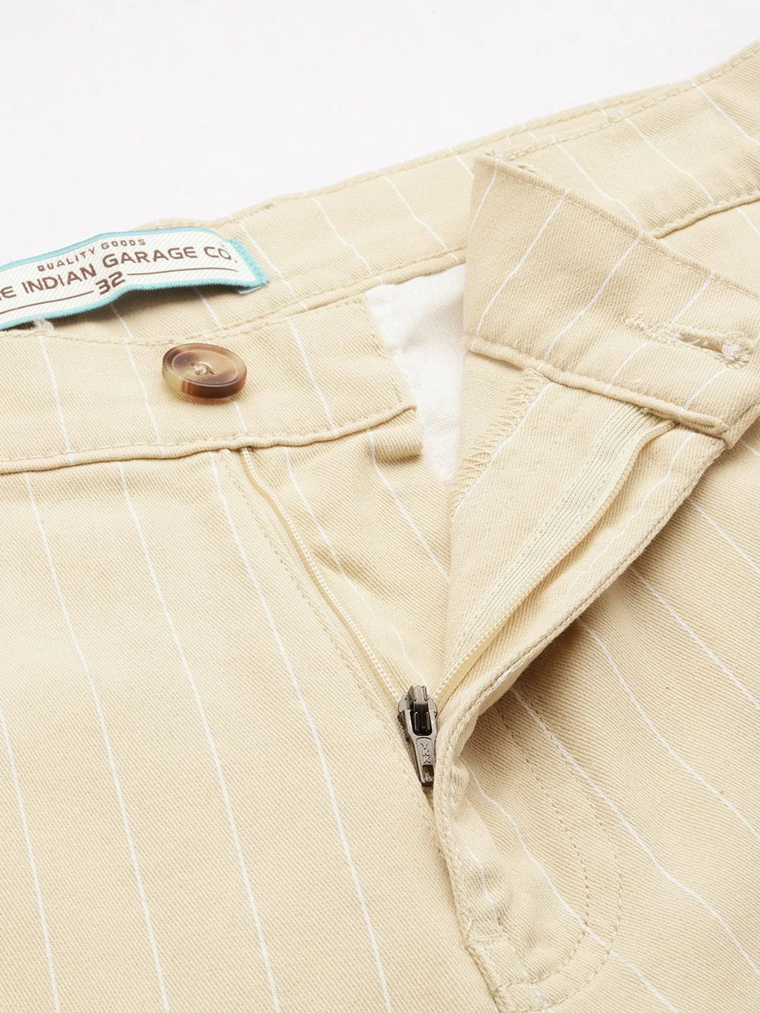 Men's Cream Relaxed Fit Geometric Print Utility Cargo - Image 6