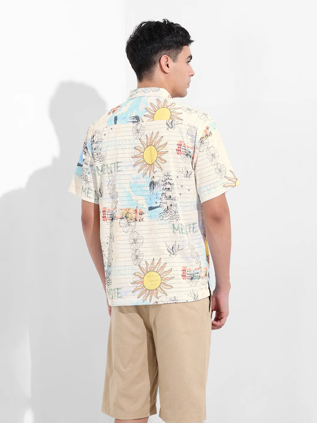 Men's White Relaxed Fit Resort Wear Shirt - Image 4