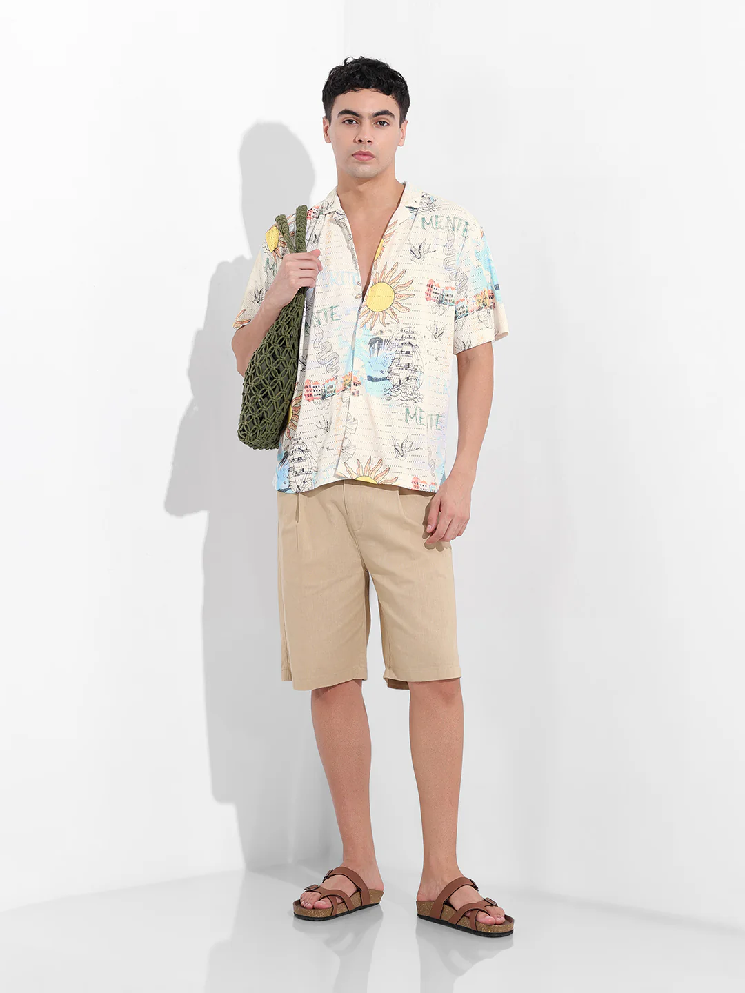 Men's White Relaxed Fit Resort Wear Shirt - Image 8