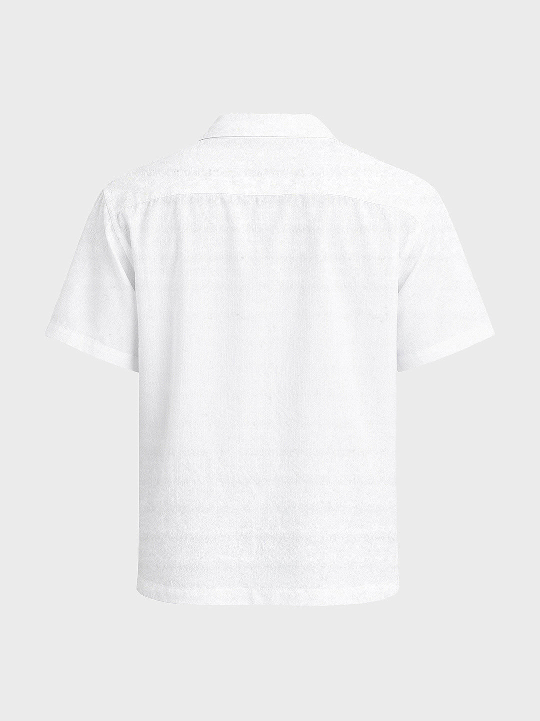 Men's White Relaxed Fit Embroided Resort Wear Shirt - Image 4