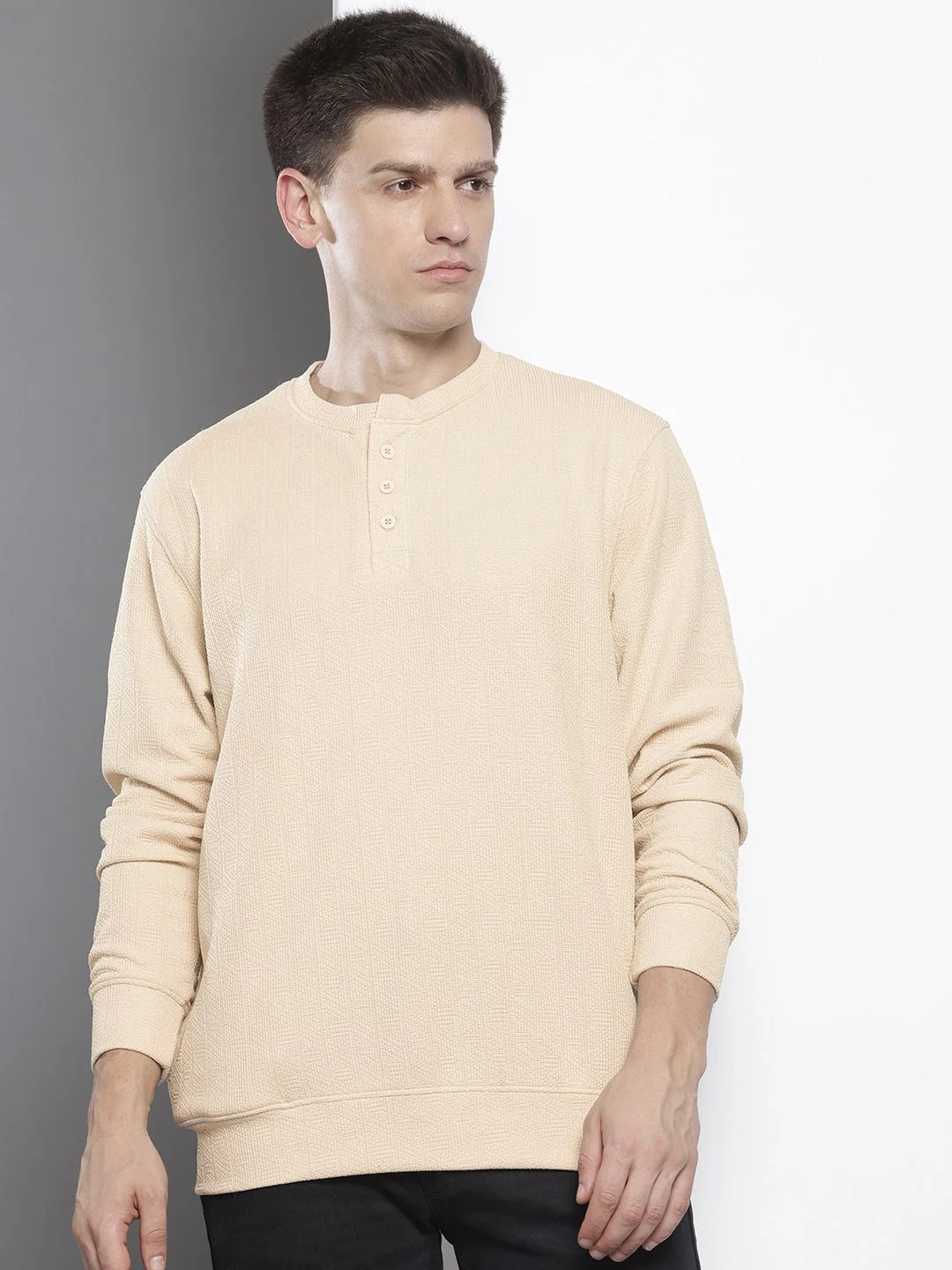 Men's Tofu Relaxed Fit Solid Street Wear Sweatshirts - Image 3