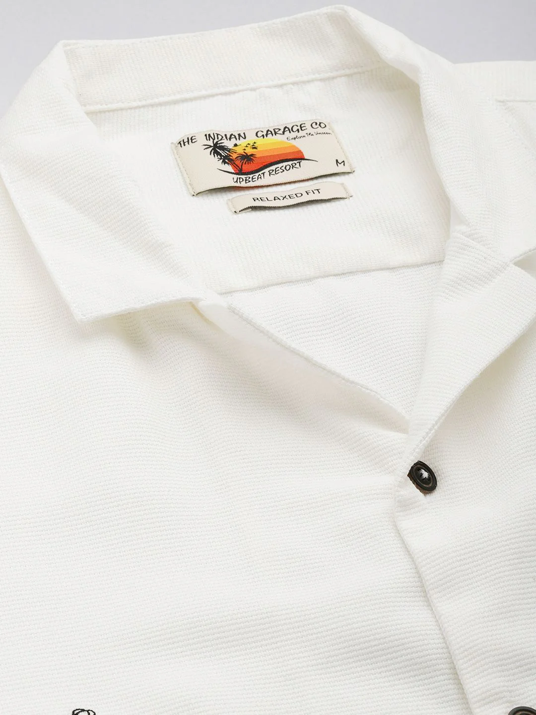 Men's White Relaxed Fit  Embroidered Shirt - Image 5