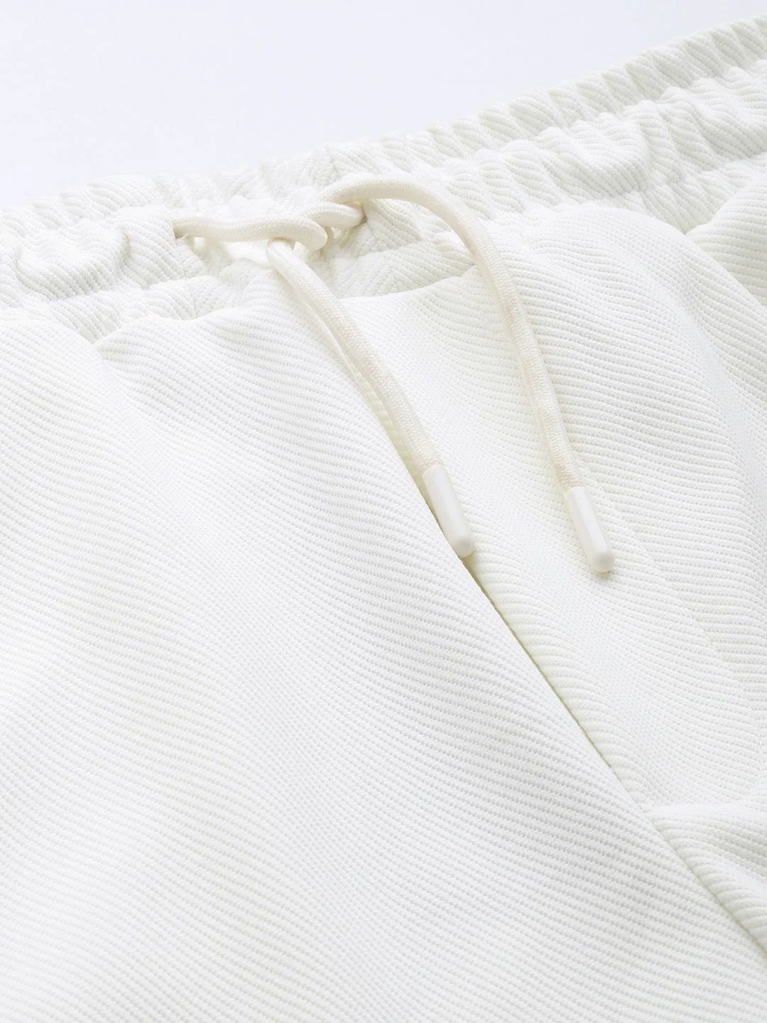 Men's White Loose Fit Textured Street Wear Jogger - Image 5