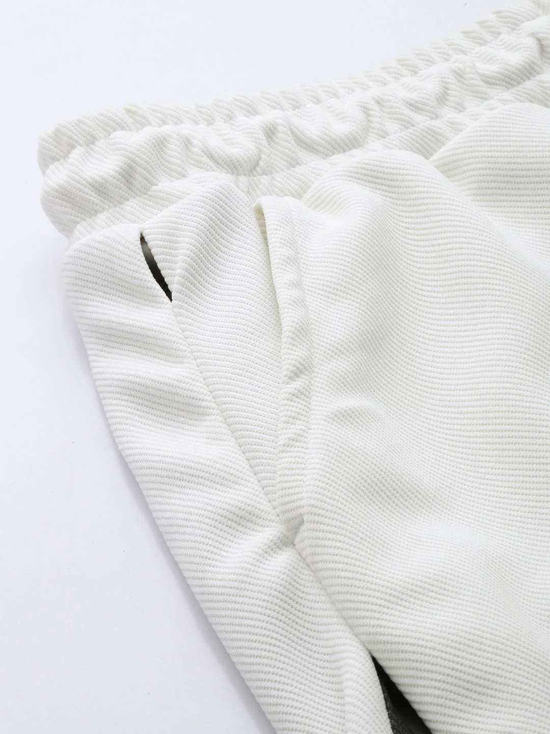 Men's White Loose Fit Textured Street Wear Jogger - Image 6