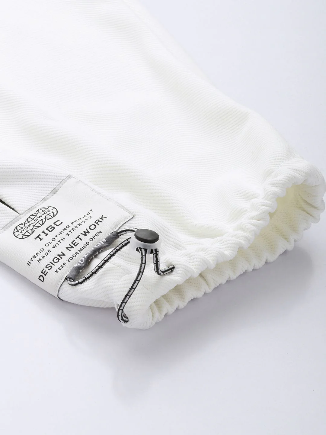 Men's White Loose Fit Textured Street Wear Jogger - Image 7