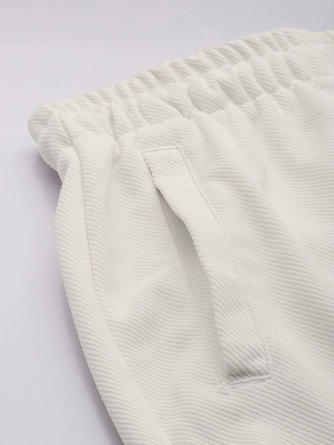 Men's White Relaxed Fit Textured Casual Jogger - Image 6