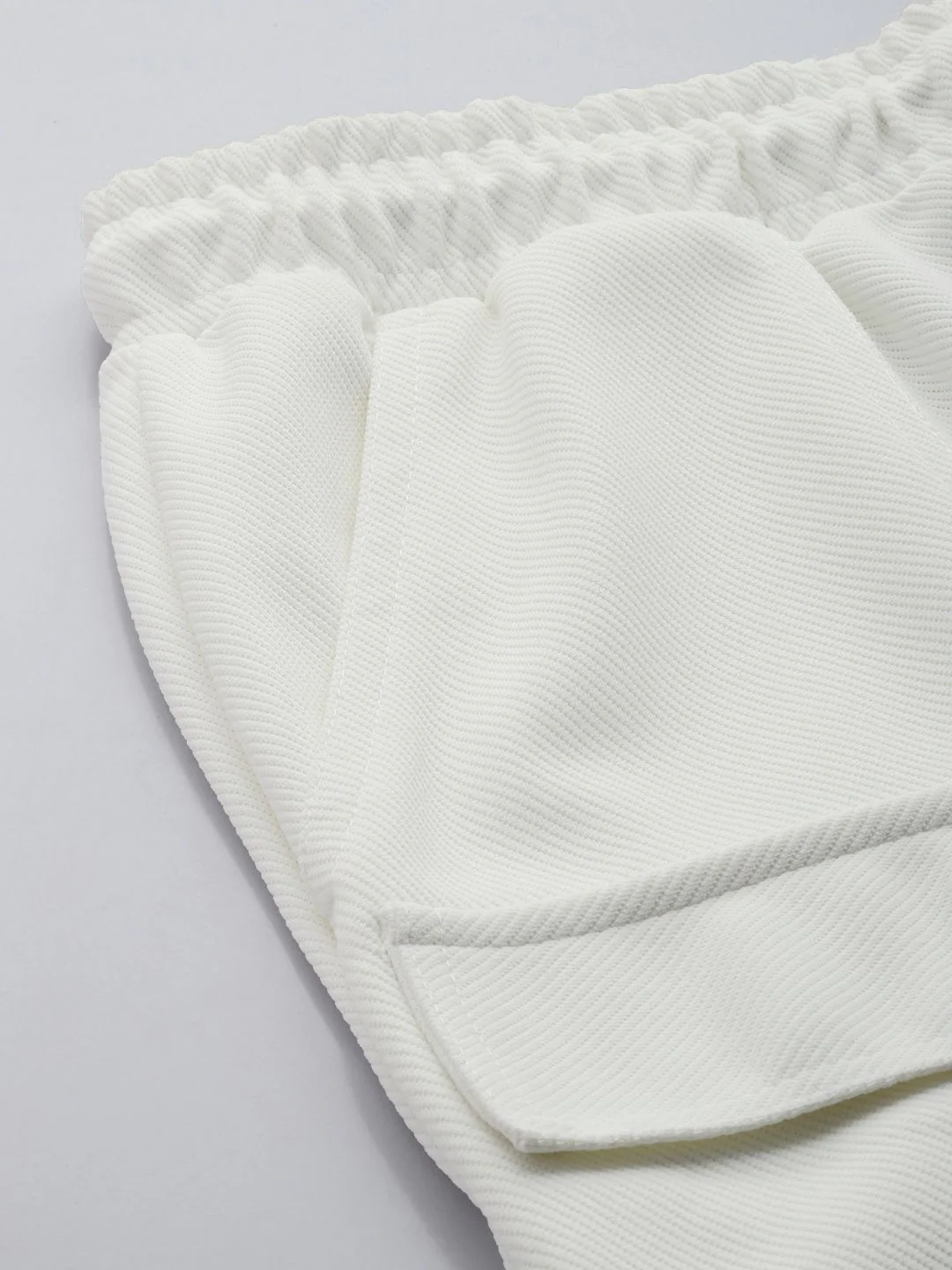 Men's White Relaxed Fit Textured Street Wear Jogger - Image 5