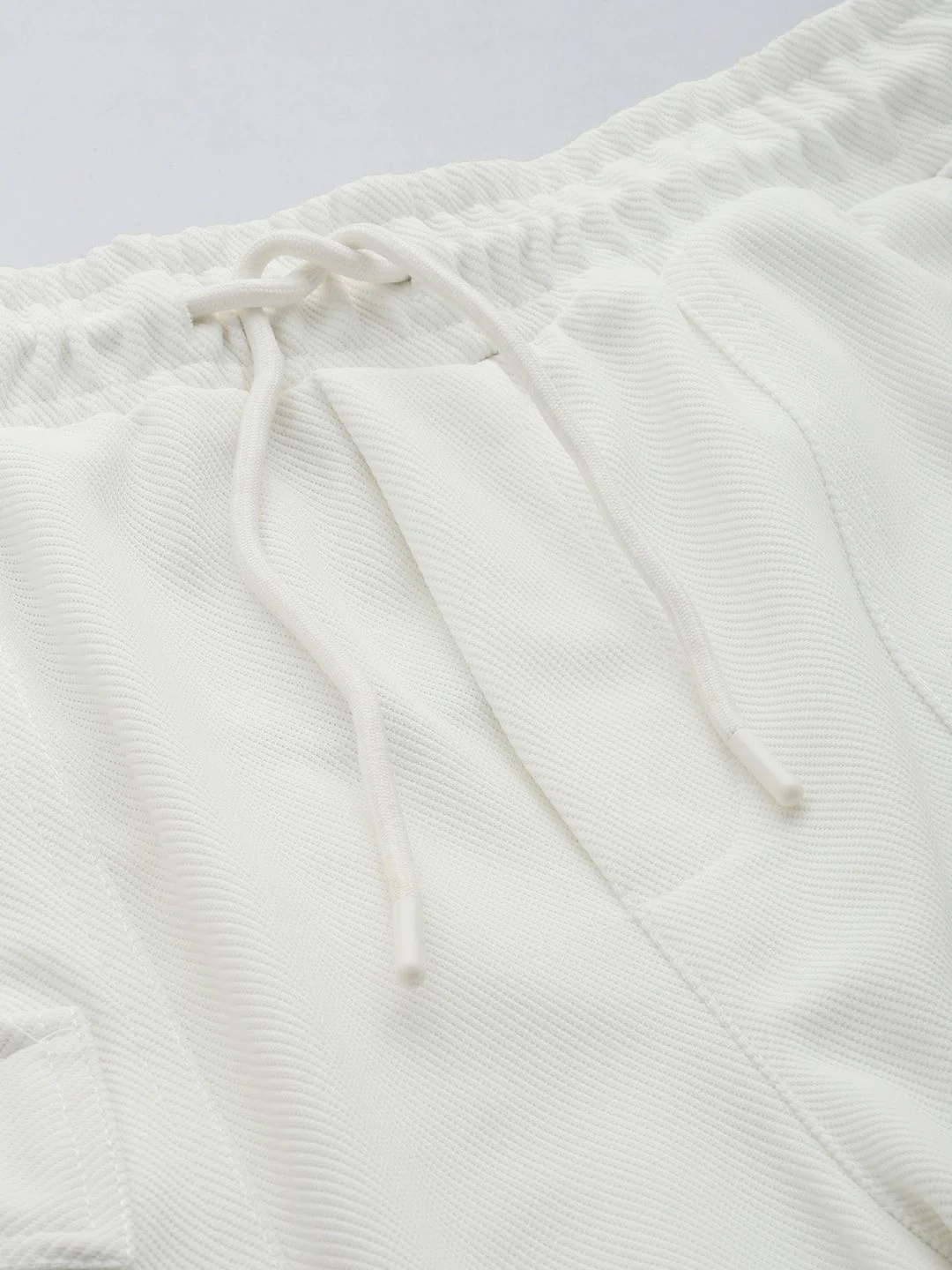 Men's White Relaxed Fit Textured Street Wear Jogger - Image 7