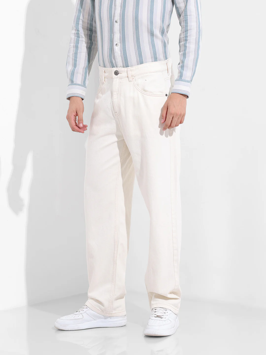 Men's White Relaxed Fit The Eternity Series Jeans - Image 3