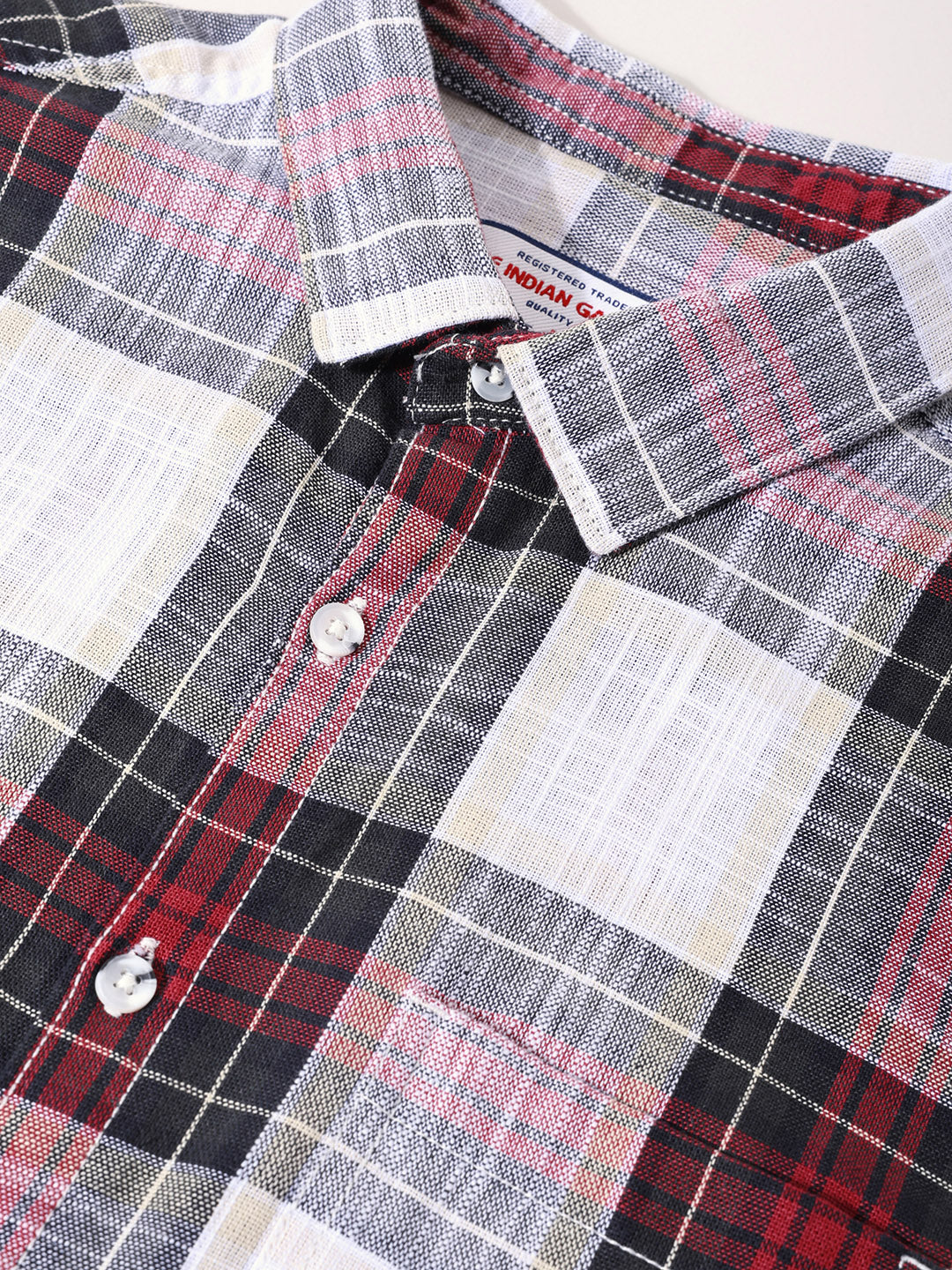 Men's White Slim Fit Checked Casual Shirt - Image 3