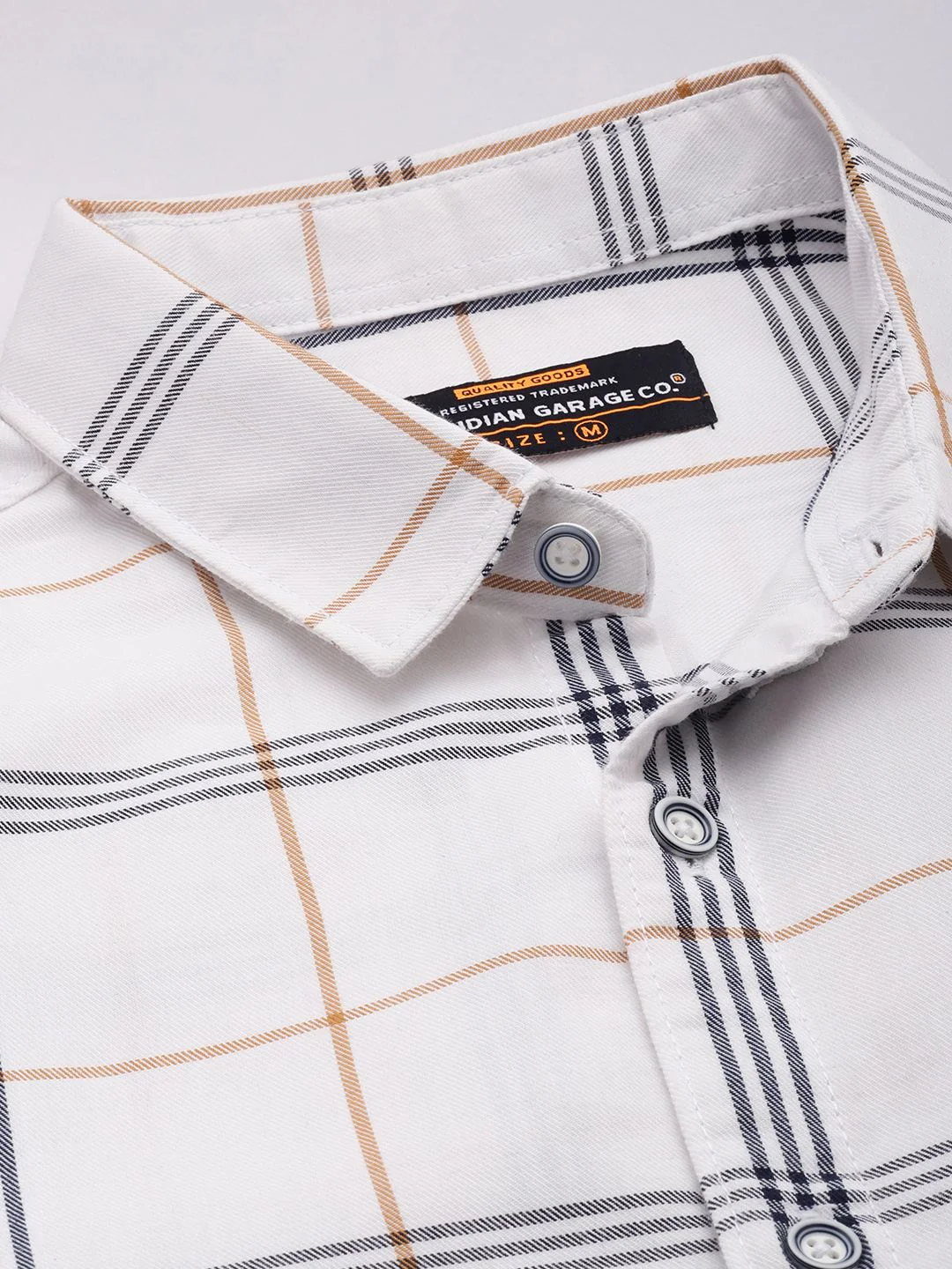 Men's White Slim Fit Checked Casual Shirt - Image 5