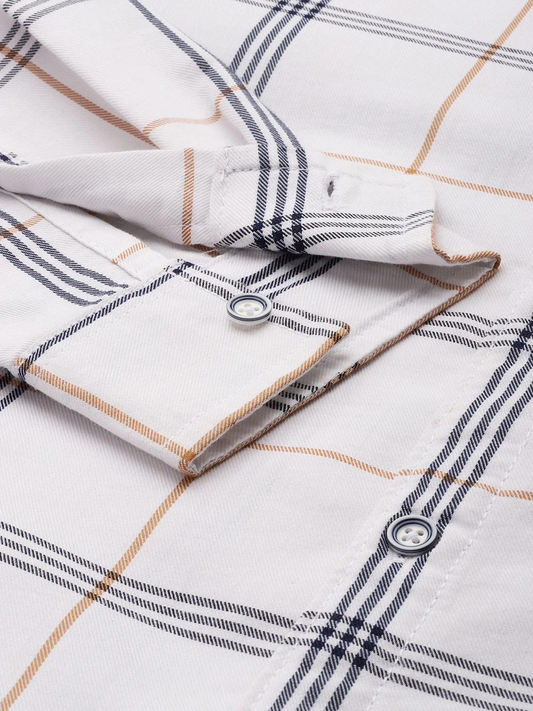 Men's White Slim Fit Checked Casual Shirt - Image 6