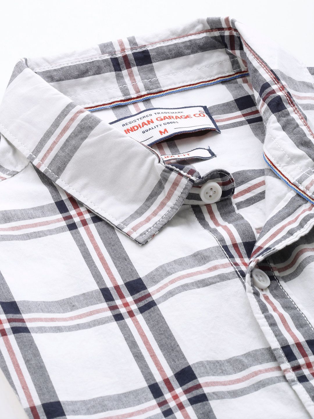 Men's White Slim Fit Checked Casual Shirt - Image 3