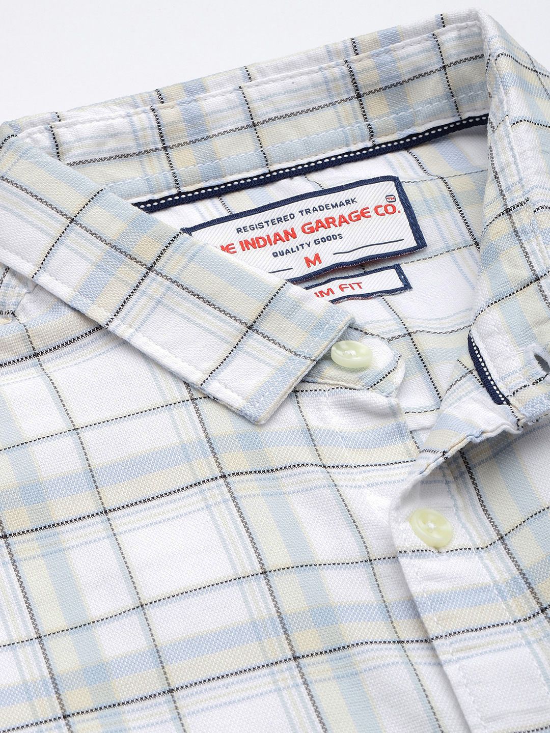 Men's White Slim Fit Checked Casual Shirt - Image 5