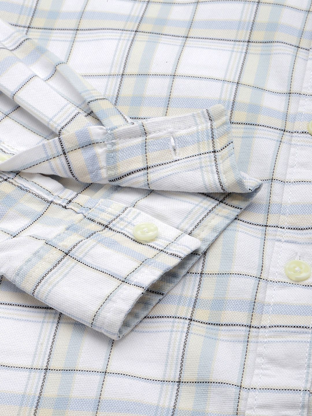 Men's White Slim Fit Checked Casual Shirt - Image 6