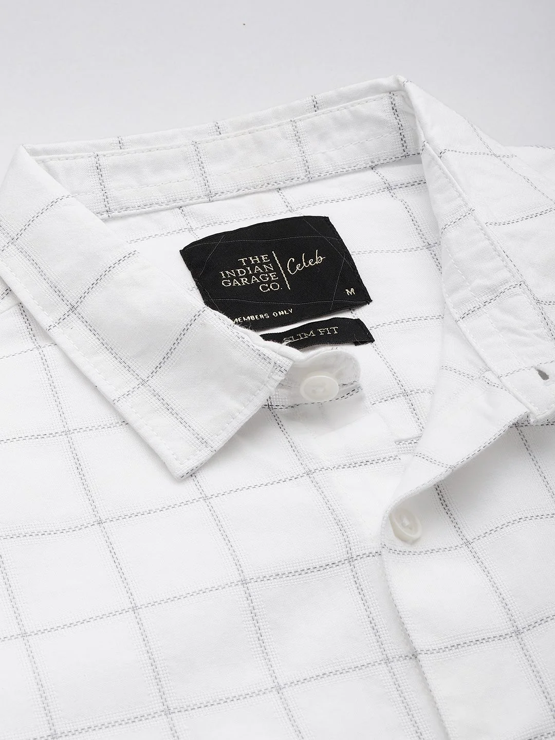 Men's White Slim Fit Checked Casual Shirt - Image 5