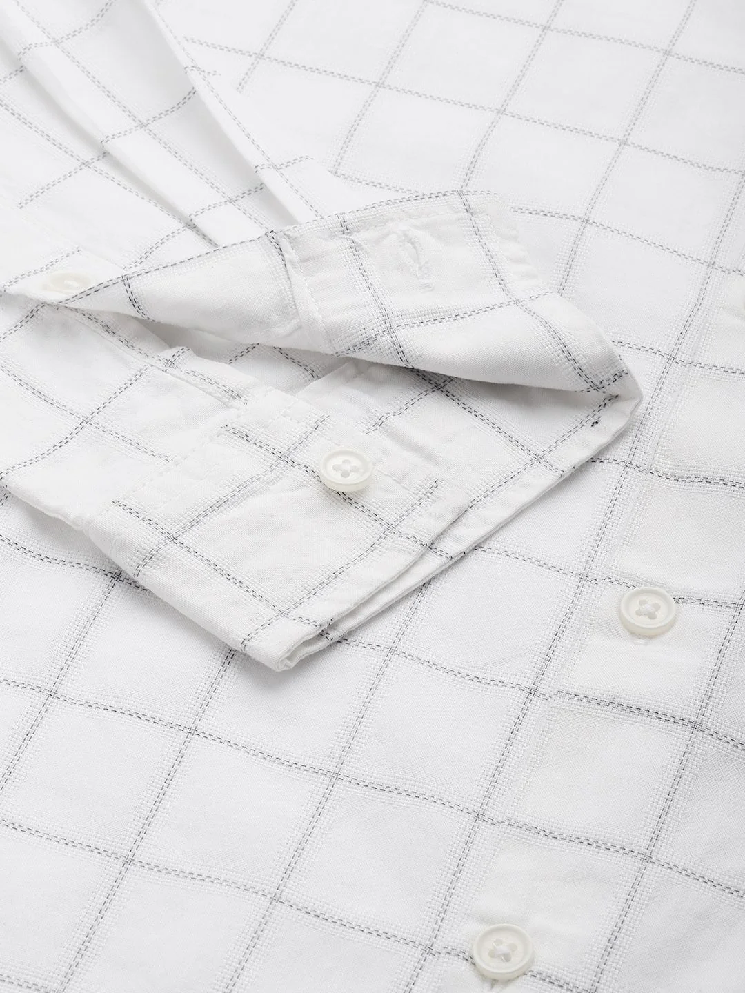 Men's White Slim Fit Checked Casual Shirt - Image 6