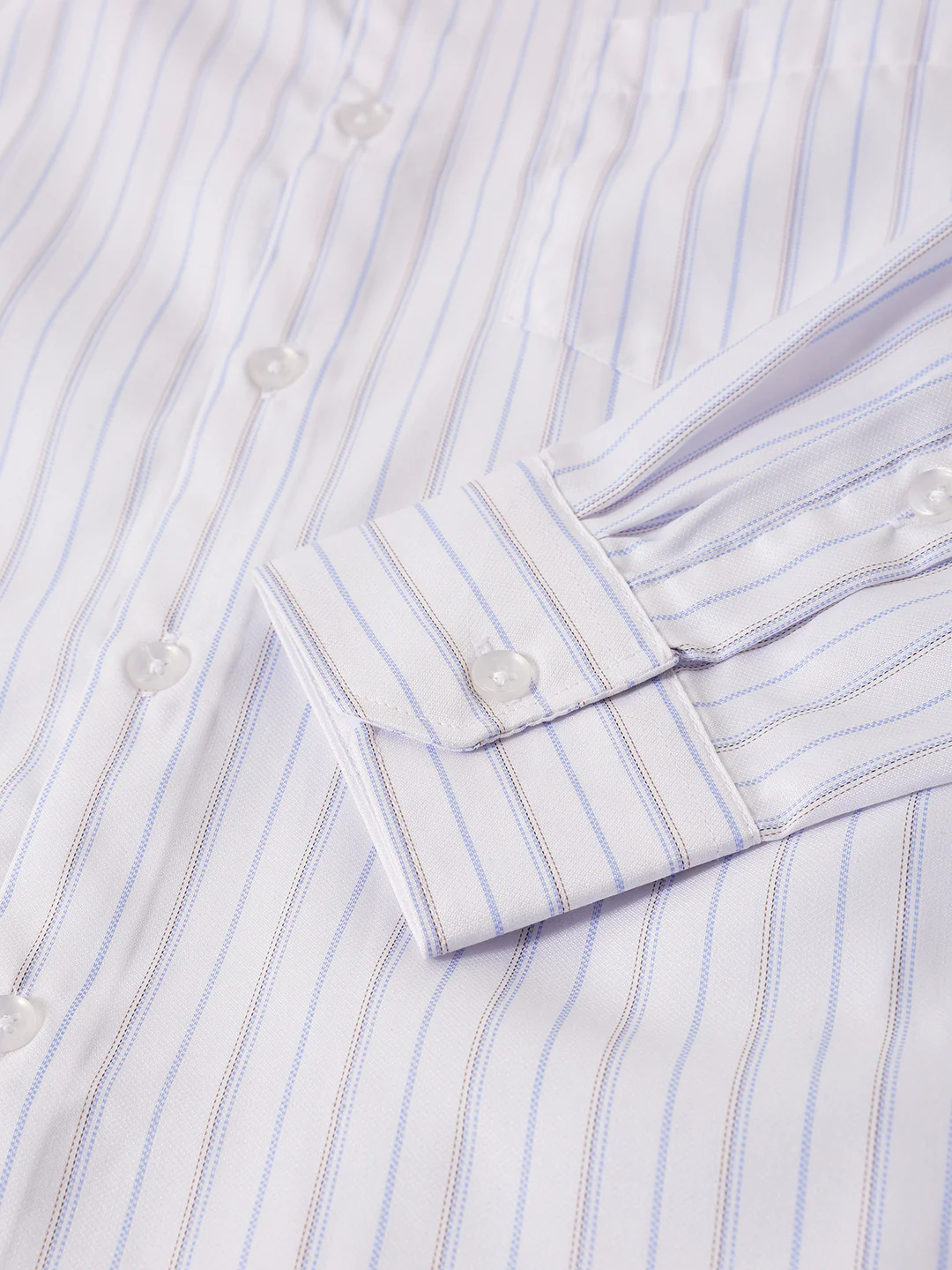 Men's White Slim Fit Striped Formal Shirt - Image 8