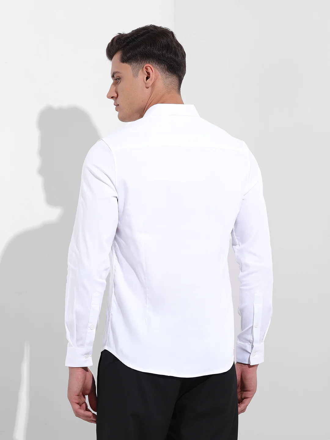 Men's White Slim Fit Embraided Party Wear Shirt - Image 5