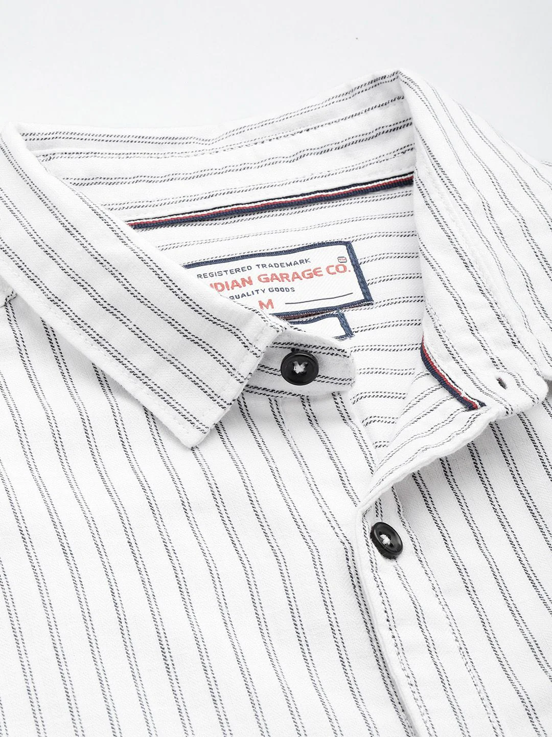 Men's White Slim Fit Striped Casual Shirt - Image 5