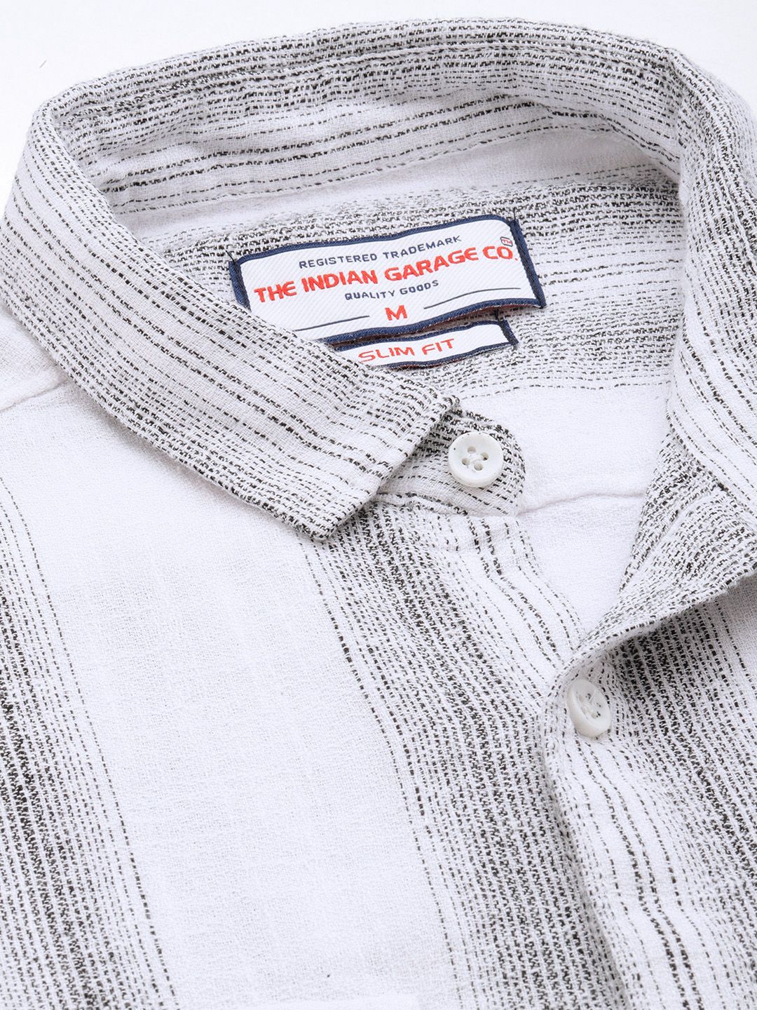 Men's White Slim Fit Striped Casual Shirt - Image 5