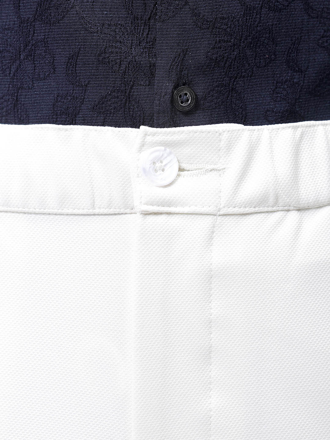 Men's White Slim Fit Textured Formal Trouser - Image 6