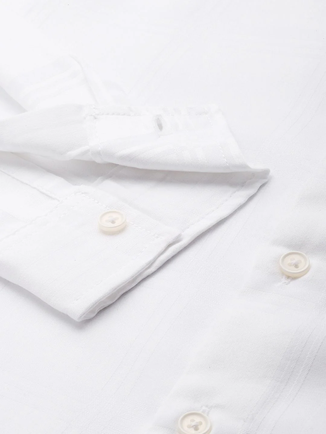 Men's White Slim Fit Textured Party Wear Shirt - Image 6