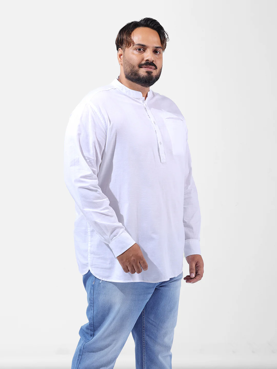 Men's White Regular Fit Solid Casual Shirt - Image 2