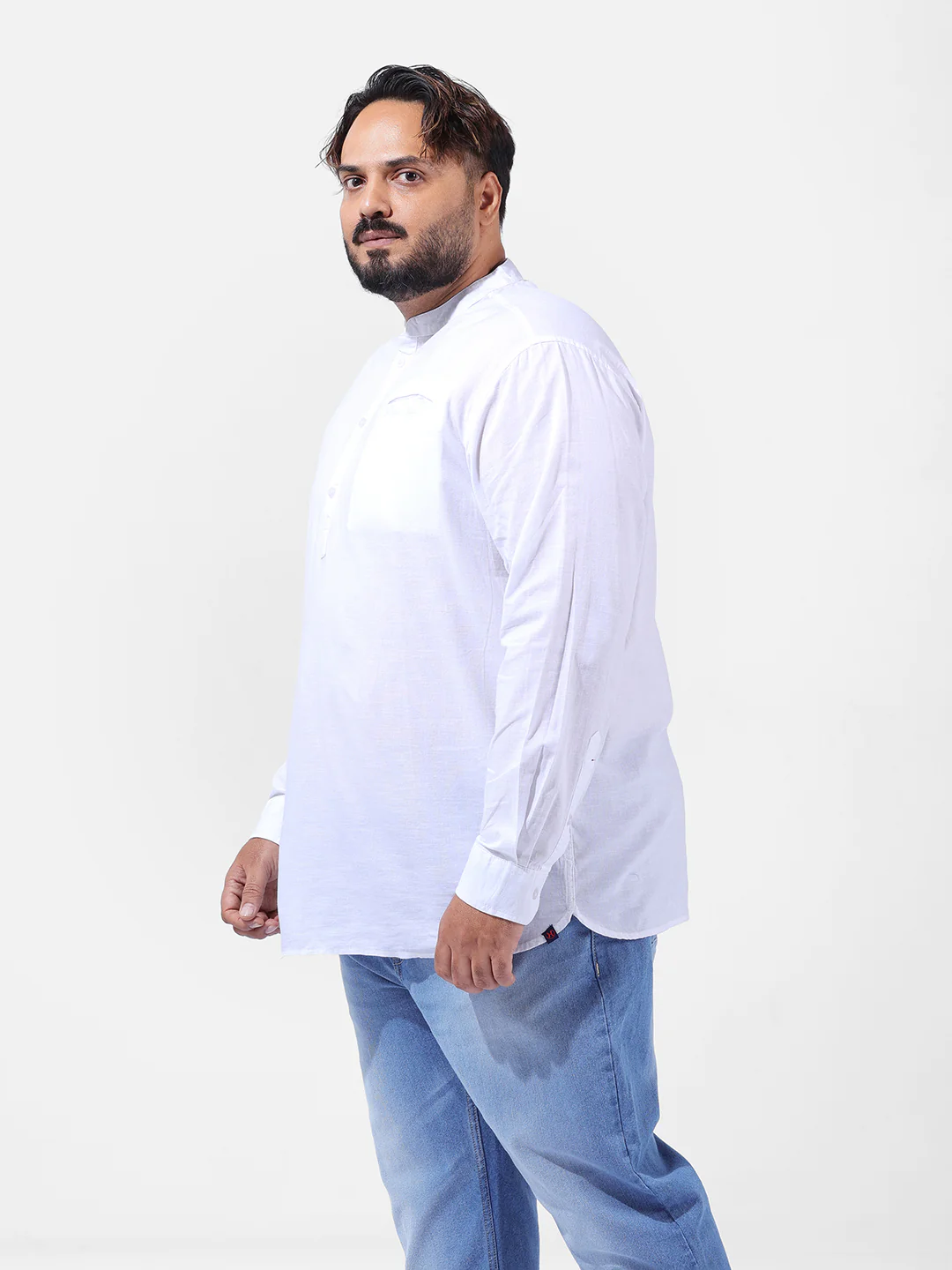 Men's White Regular Fit Solid Casual Shirt - Image 3