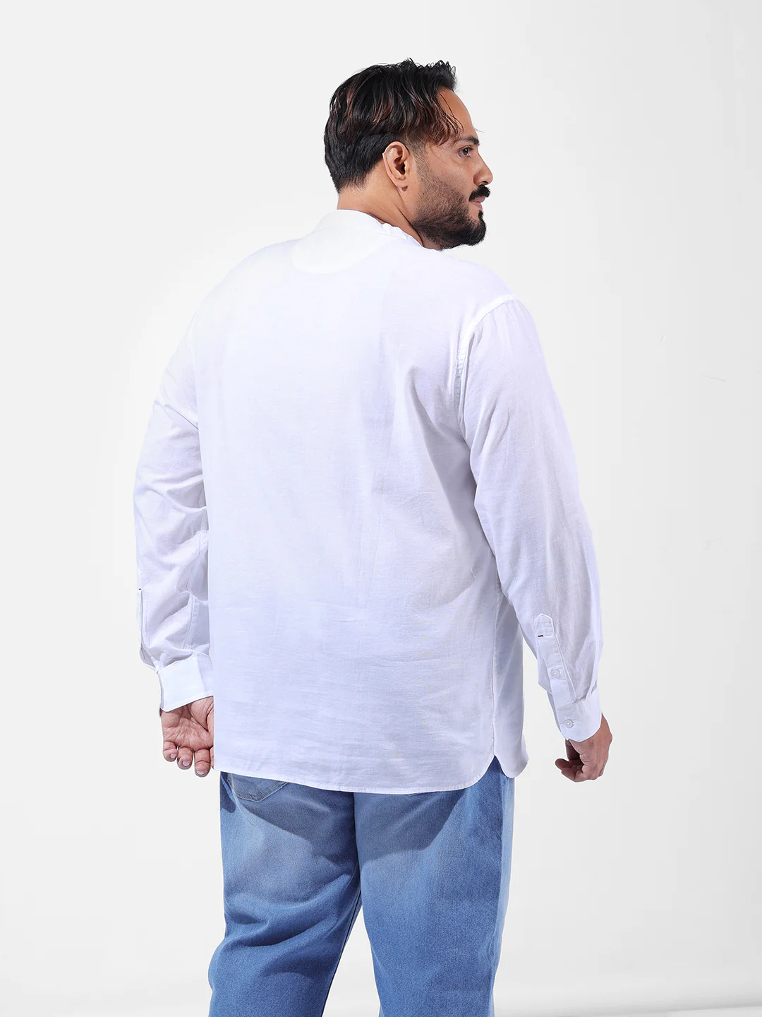 Men's White Regular Fit Solid Casual Shirt - Image 4