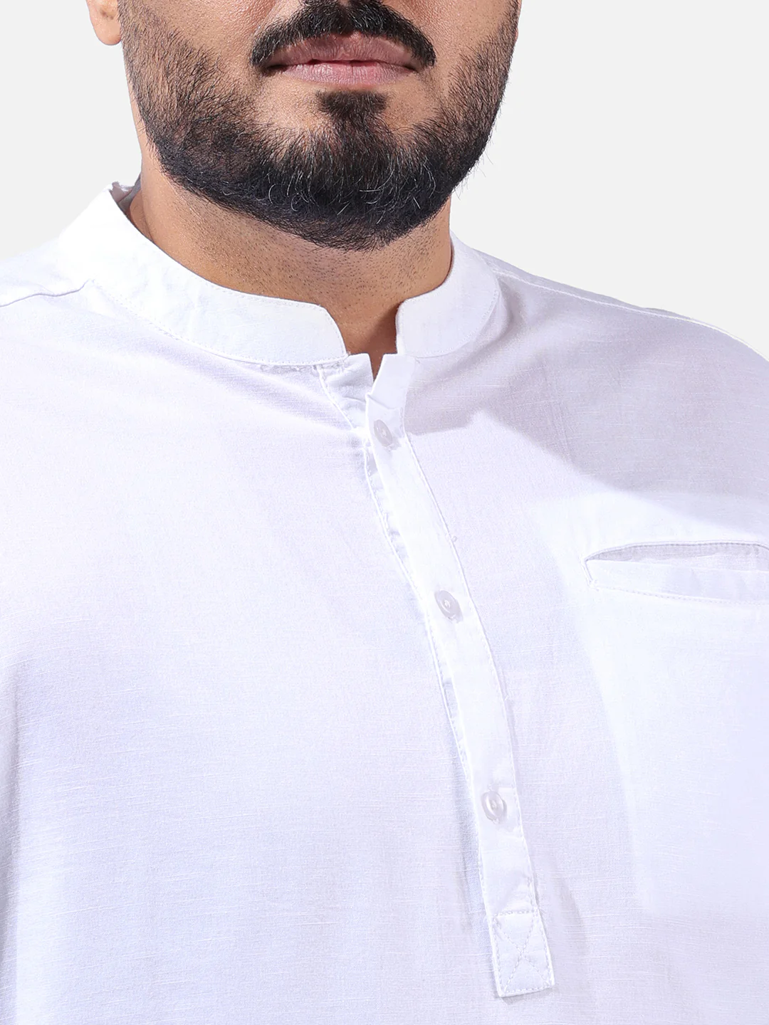 Men's White Regular Fit Solid Casual Shirt - Image 6