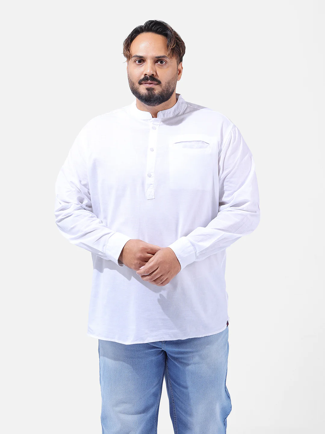 Men's White Regular Fit Solid Casual Shirt - Image 7