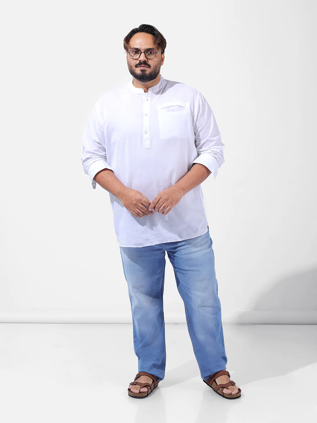 Men's White Regular Fit Solid Casual Shirt - Image 8