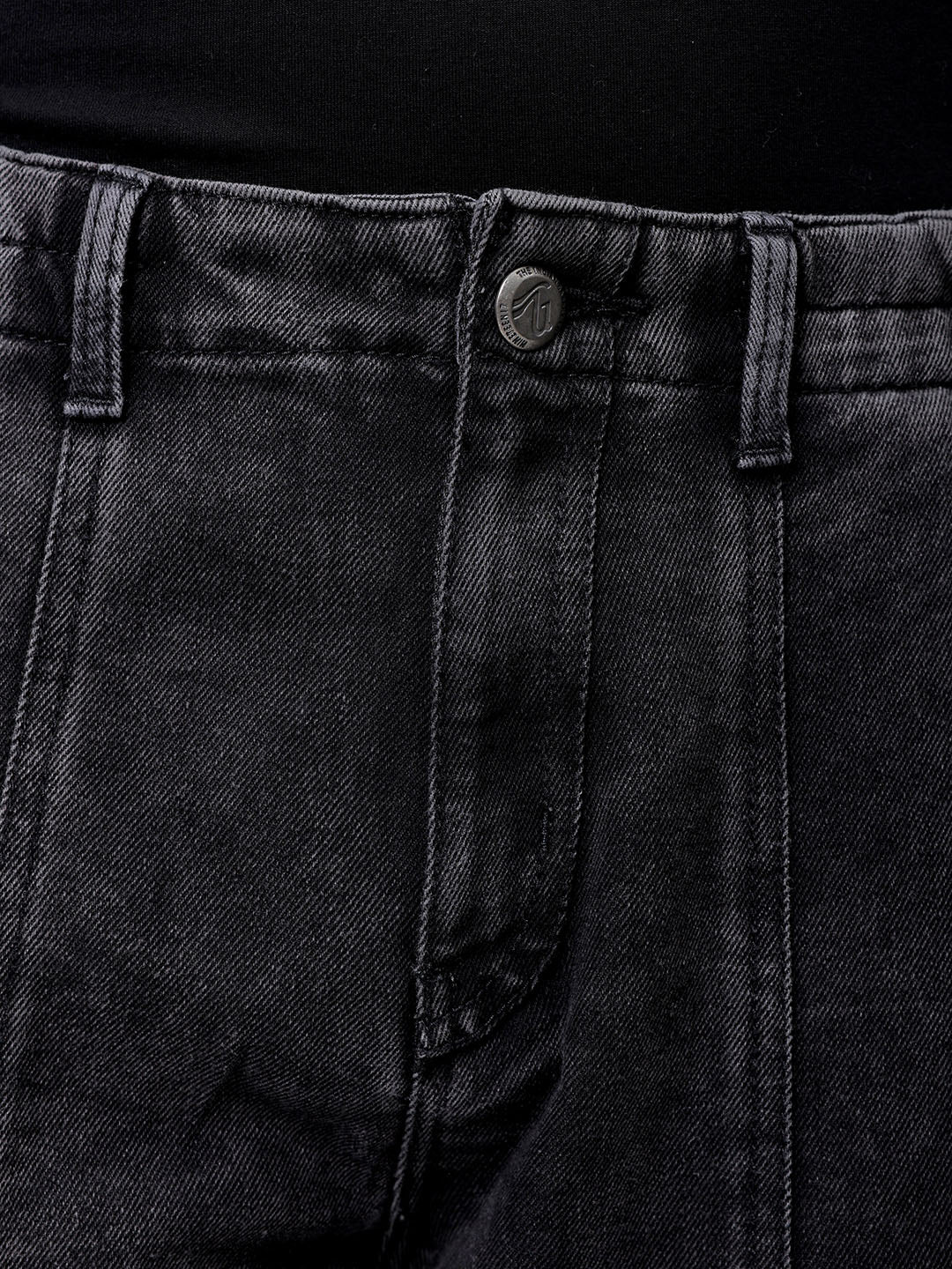 Men's Charcoal Black Wide Leg Fit Solid Utility Jeans - Image 7