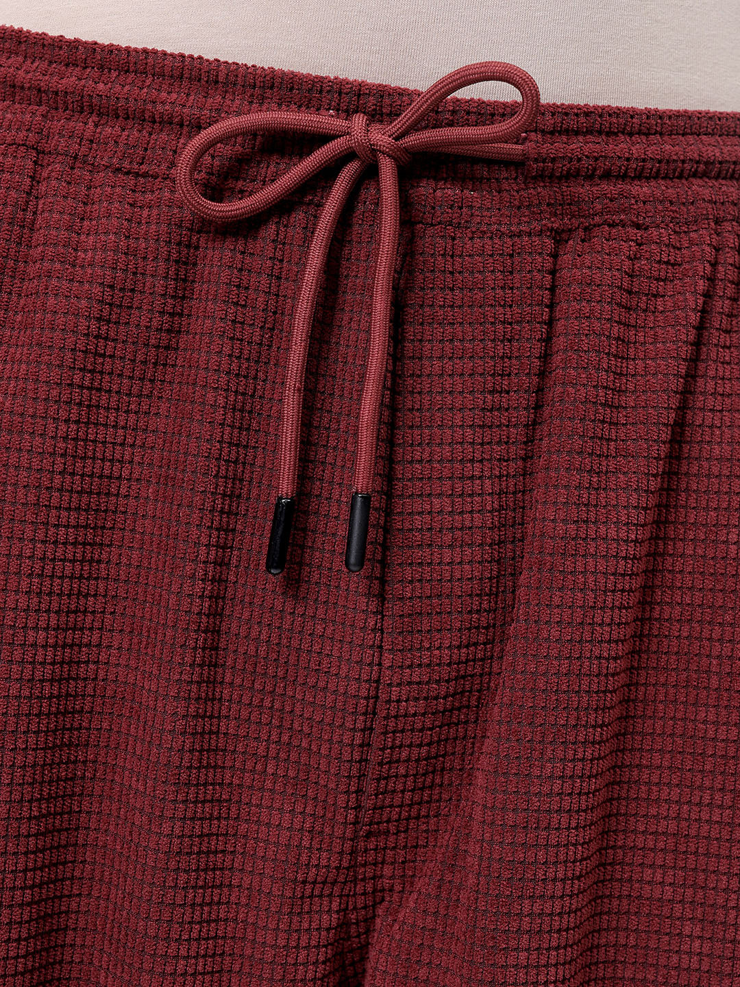 Men's Burgundy Wide Leg Fit Textured Utility Cargo - Image 6