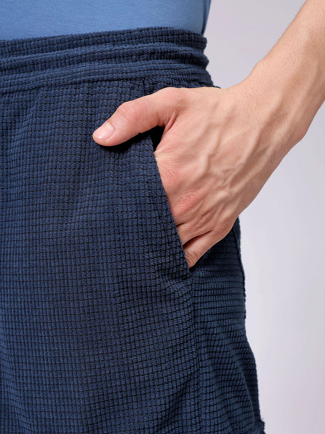 Men's Midnight Blue Wide Leg Fit Textured Utility Cargo - Image 7