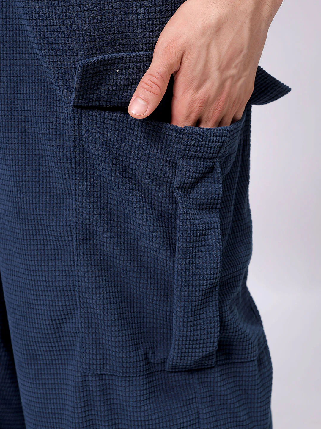 Men's Midnight Blue Wide Leg Fit Textured Utility Cargo - Image 8