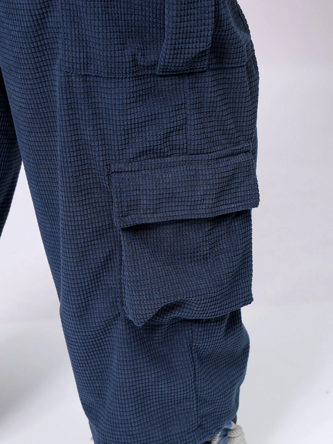 Men's Midnight Blue Wide Leg Fit Textured Utility Cargo - Image 9