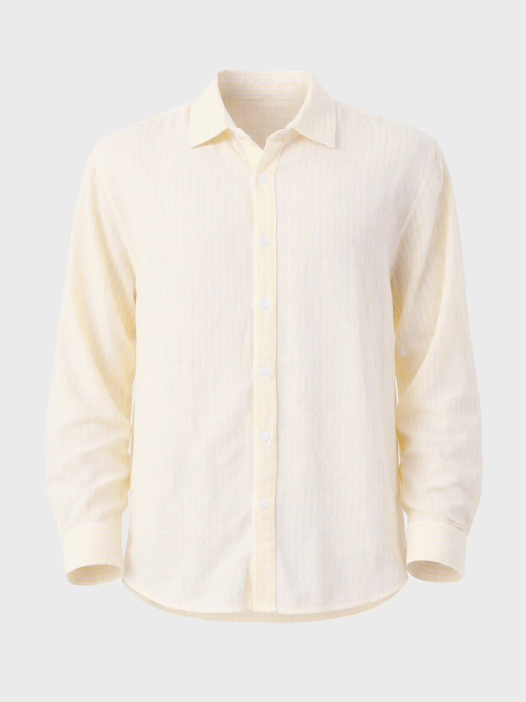 Men's Yellow Relaxed Fit Striped Casual Shirt - Image 3
