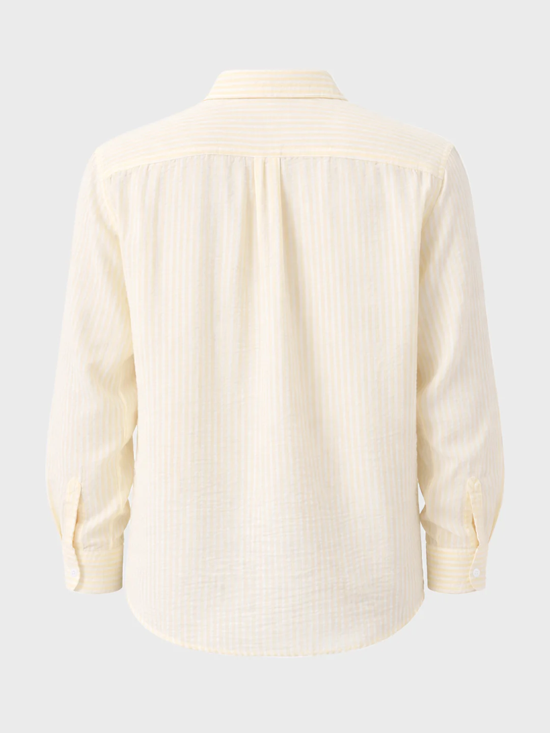 Men's Yellow Relaxed Fit Striped Casual Shirt - Image 4