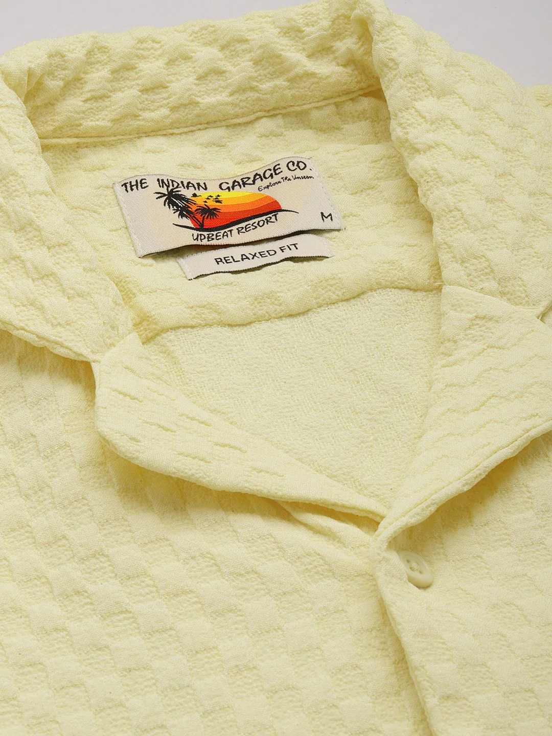 Men's Shadow Lime Relaxed Fit Solid Textured Shirt - Image 5