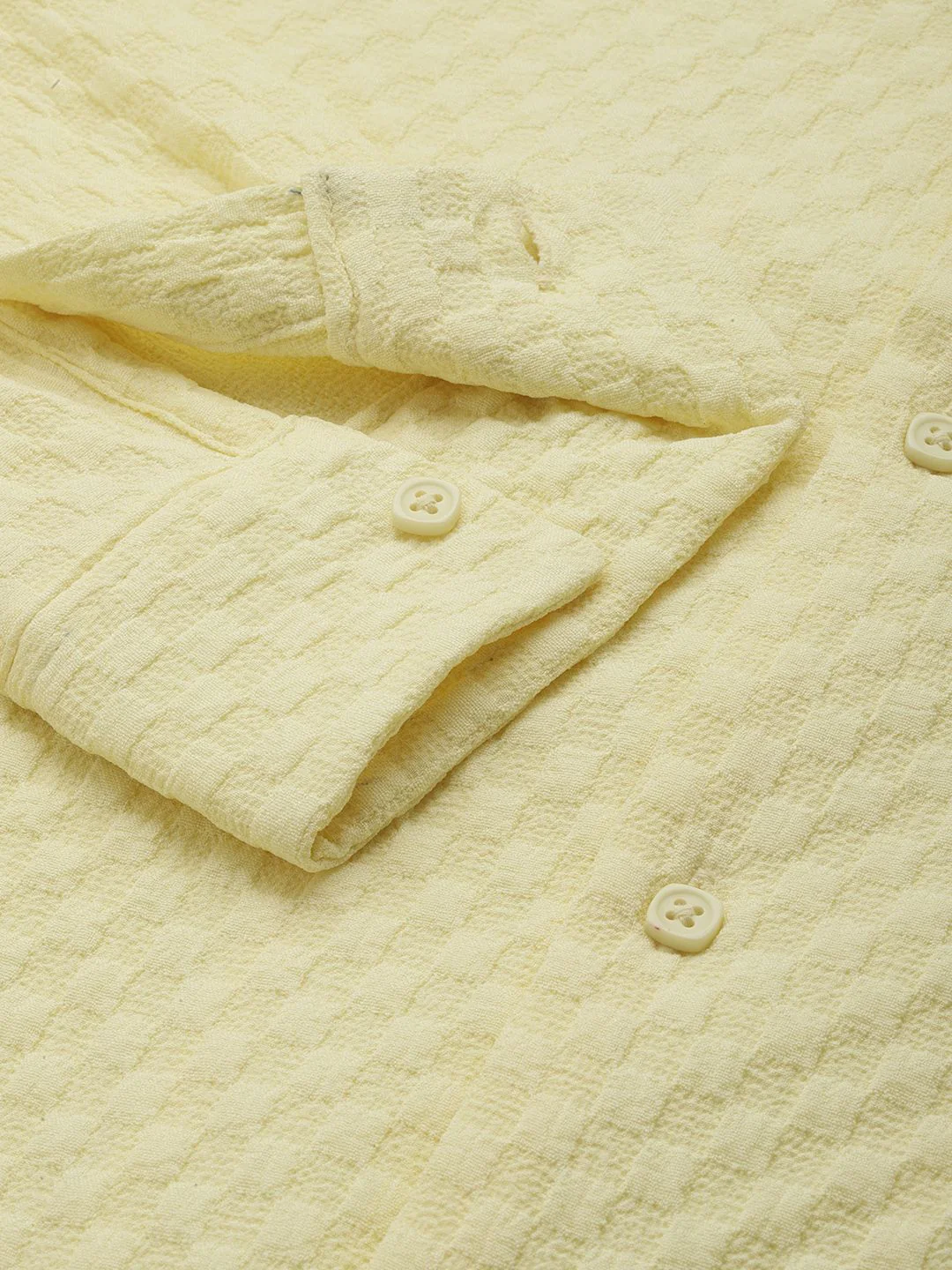 Men's Shadow Lime Relaxed Fit Solid Textured Shirt - Image 6