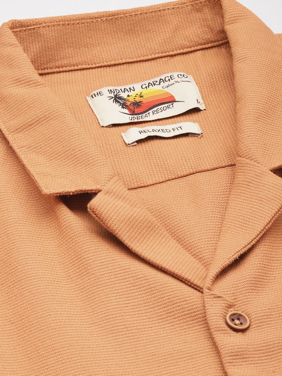 Men's Sunset Yellow Relaxed Fit  Embroidered Shirt - Image 5