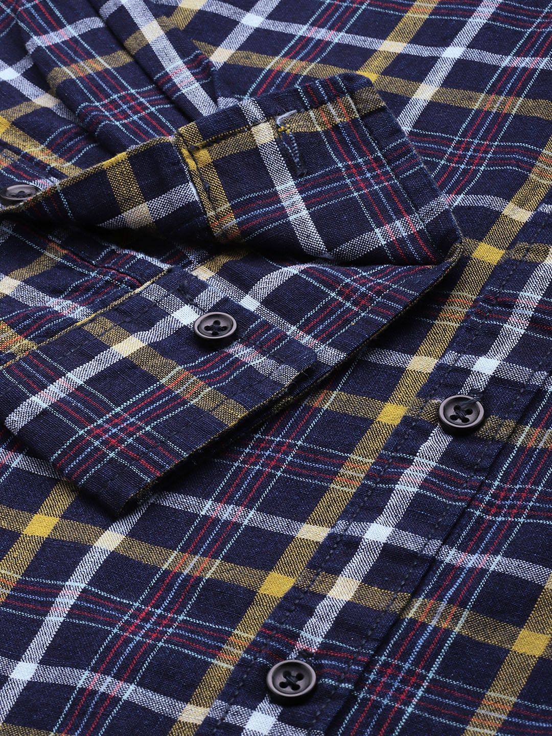 Men's Blue Slim Fit Checked Casual Shirt - Image 6