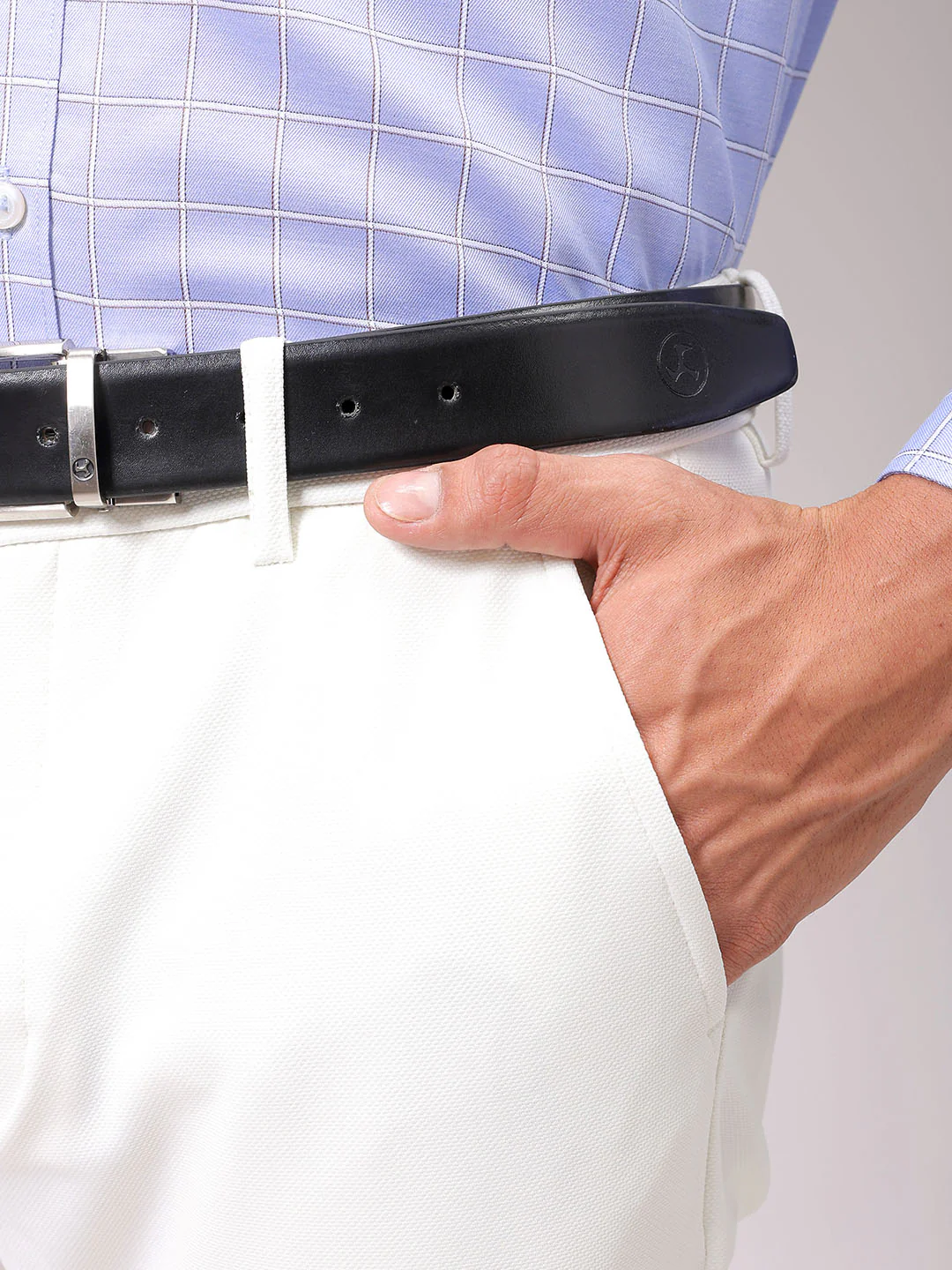 Men's White Slim Fit Textured Formal Trouser - Image 6